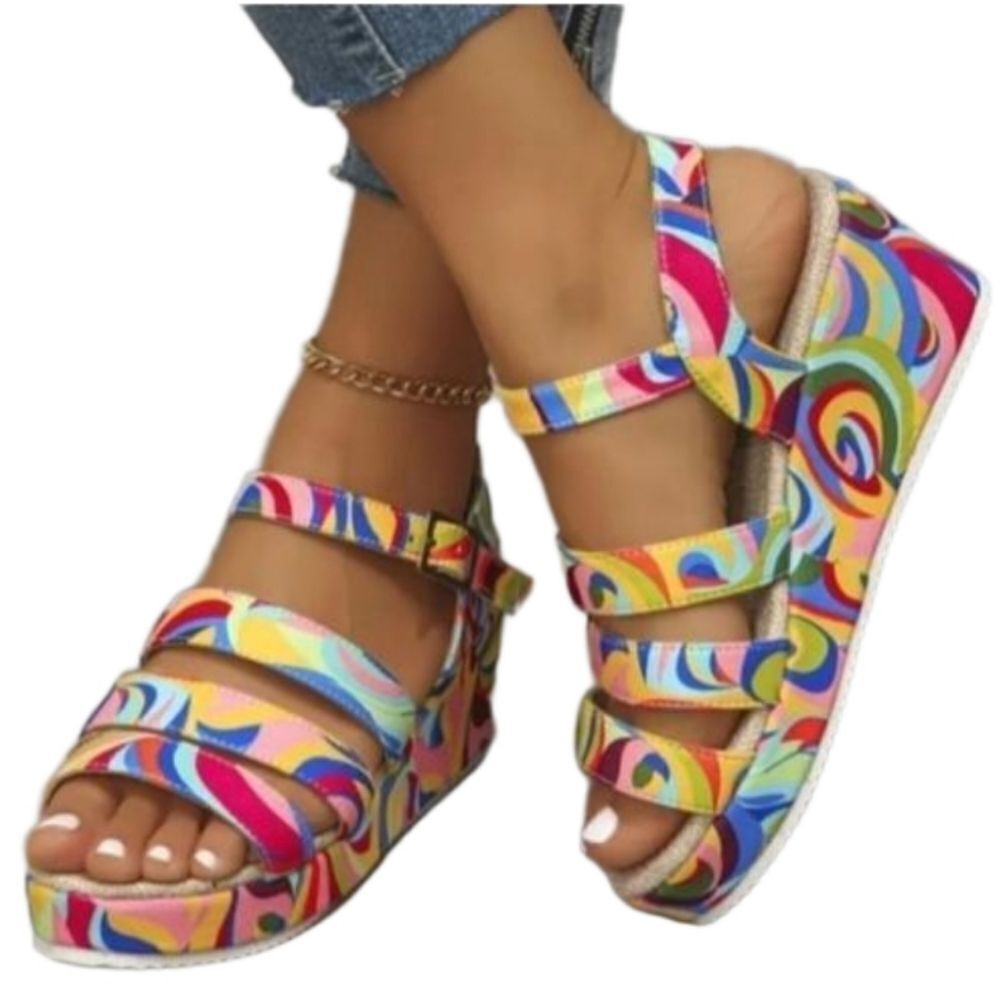 Beautiful colorful wedge sandals sz 10.5